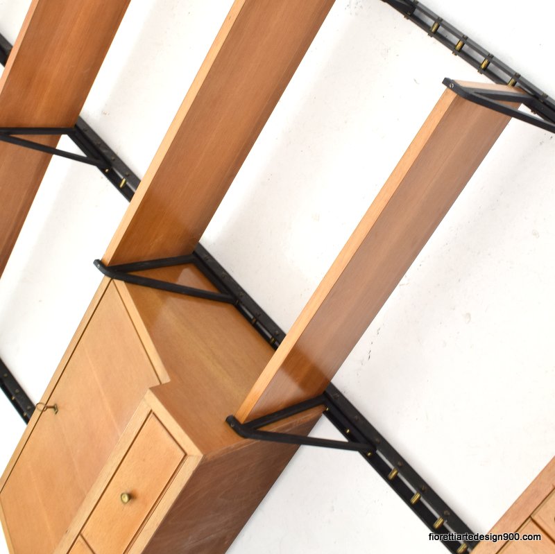 Piccola Libreria in noce a parete Walnut wall bookcase modulabile